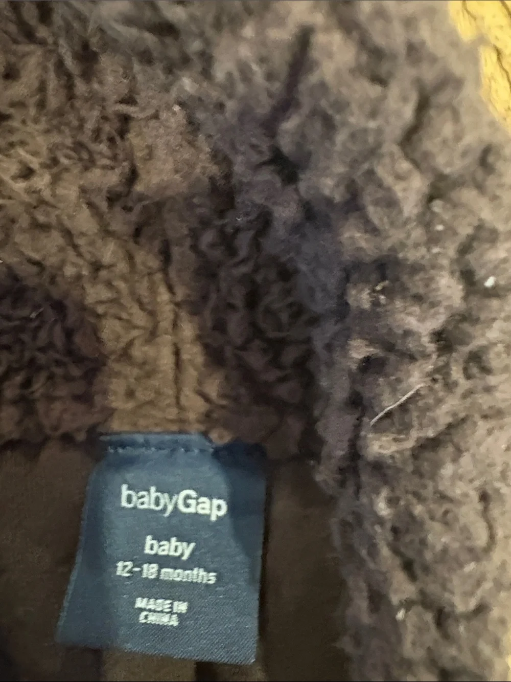 GAP Baby Sherpa-Lined Hooded Jacket - Dark Brown with Navy Tag